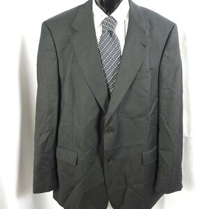 Hart Schaffner Marx Mens 44R Gray Pinstripe 2-Button Wool Sports Coat Blazer